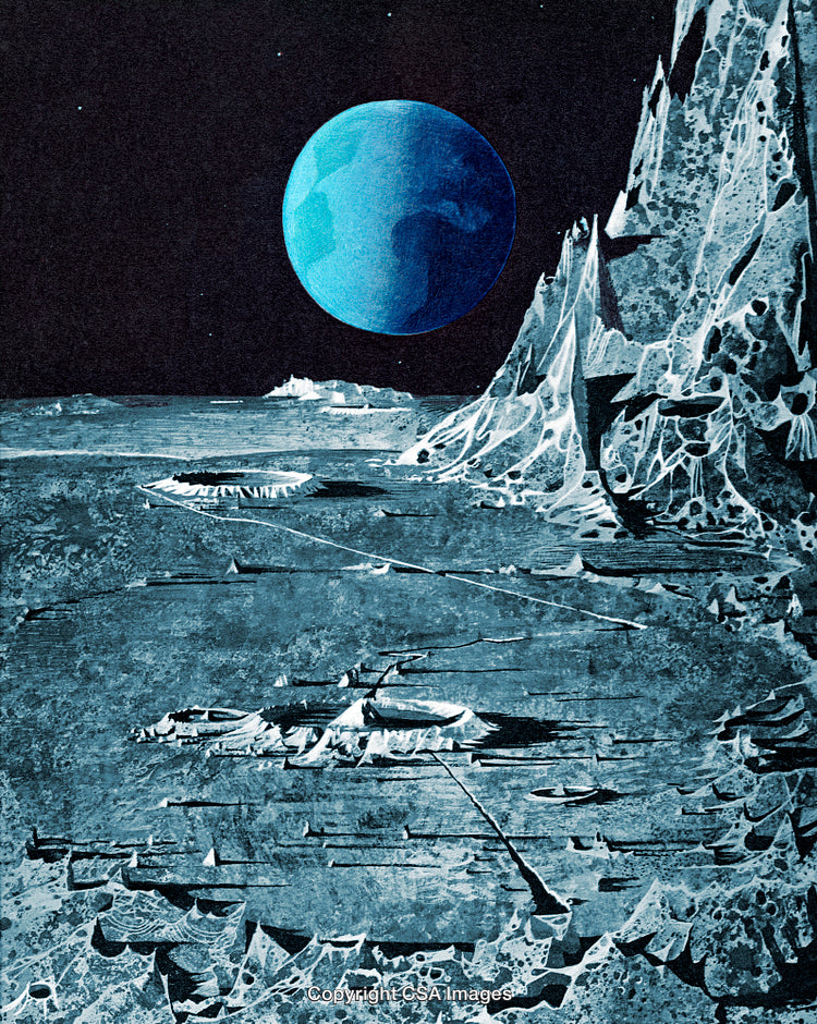 Ethereal View of Earth From an Alien Moon Landscape