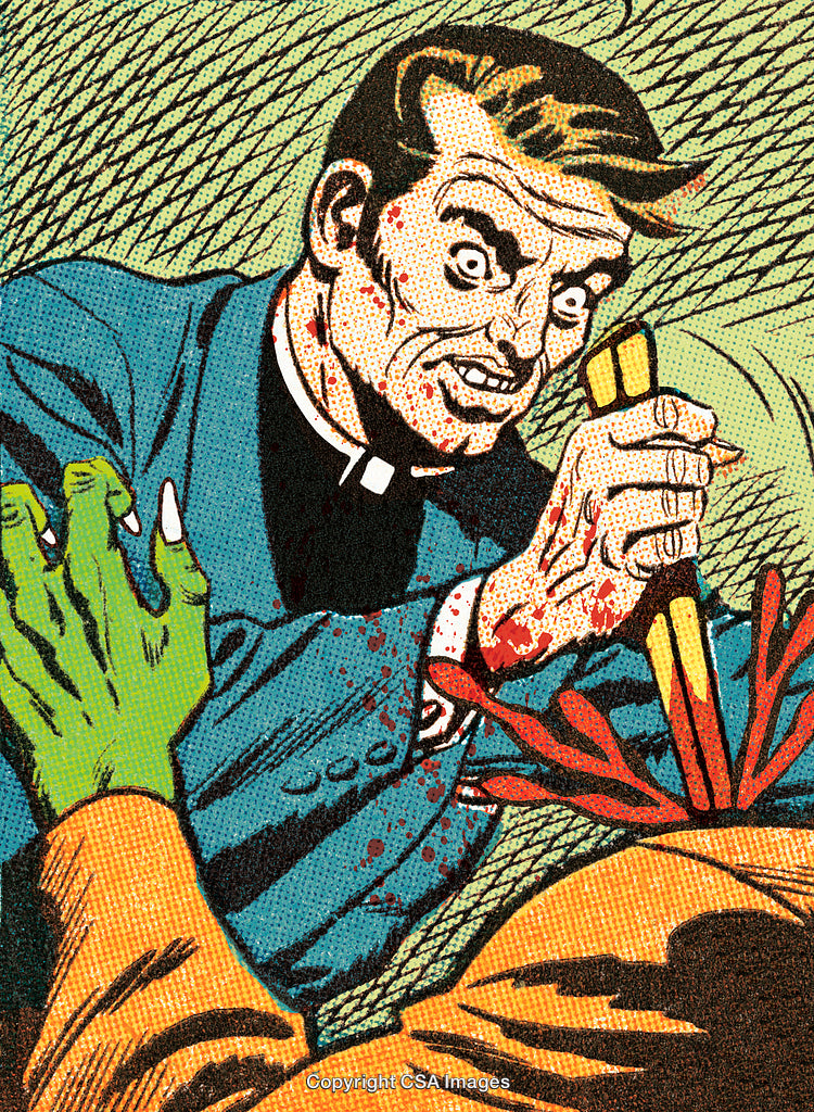 Vintage Comic Illustration of a Dramatic Conflict Scene with Bold Colors