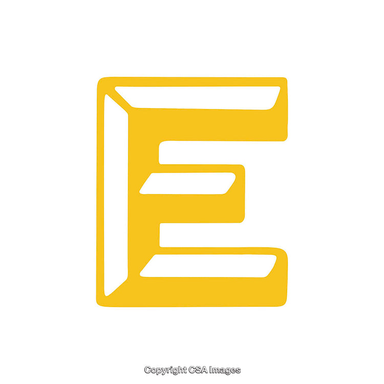 Bold Yellow Letter E Isolated on a White Background Design