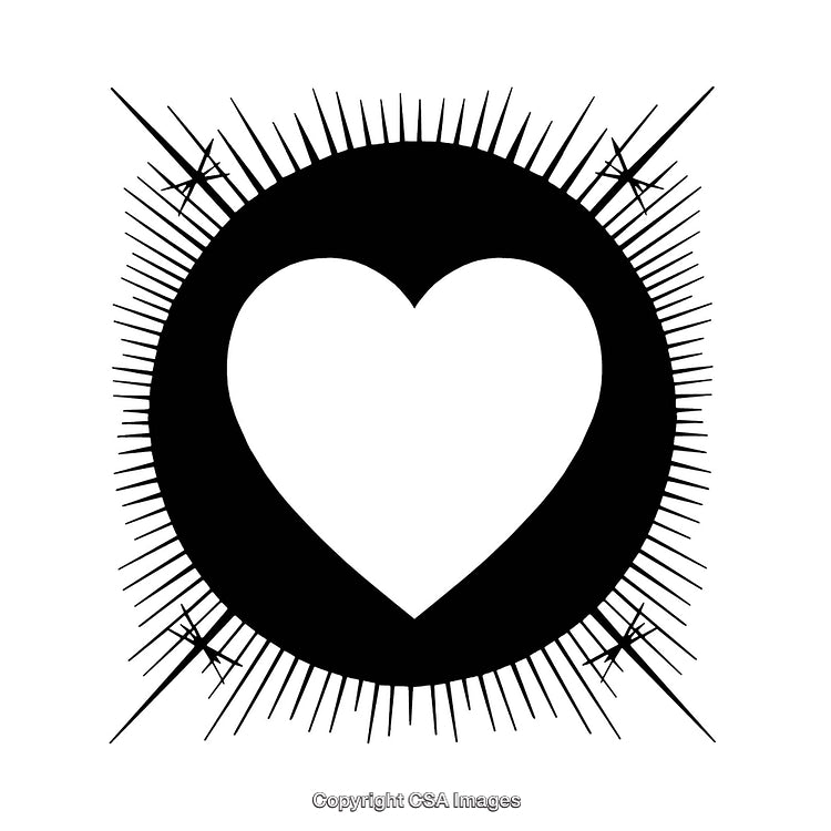 Black and White Heart Icon with Radiating Sharp Borders