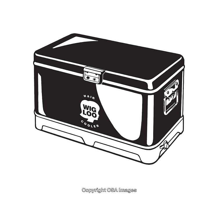 Black and White Line Art Illustration of a Classic Cooler Box