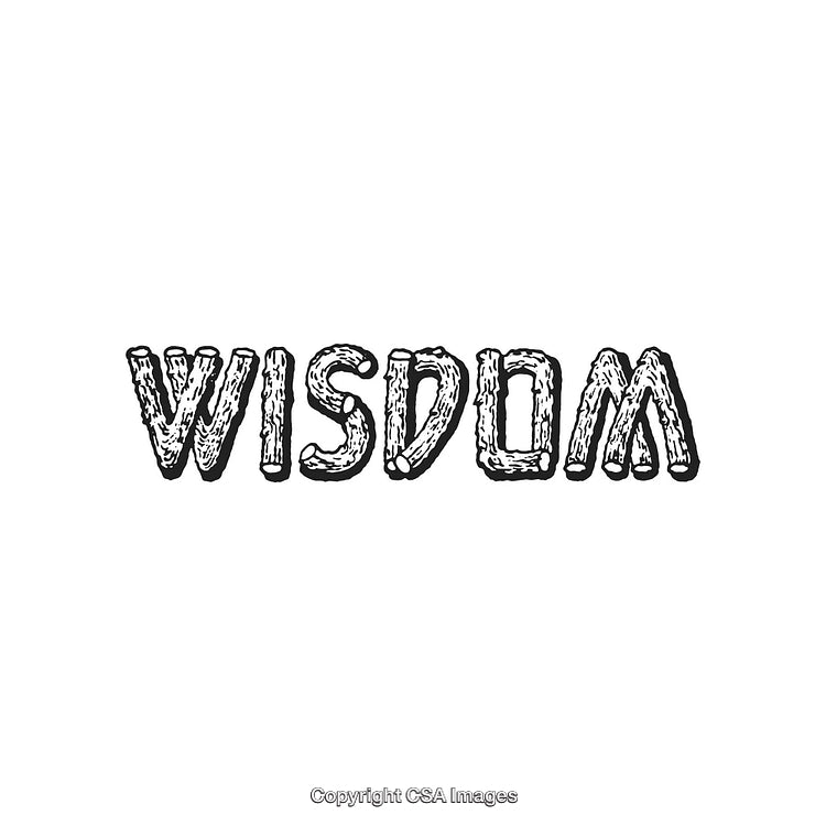 Hand-Drawn Text Illustration Featuring the Word 'Wisdom' in Artistic Style