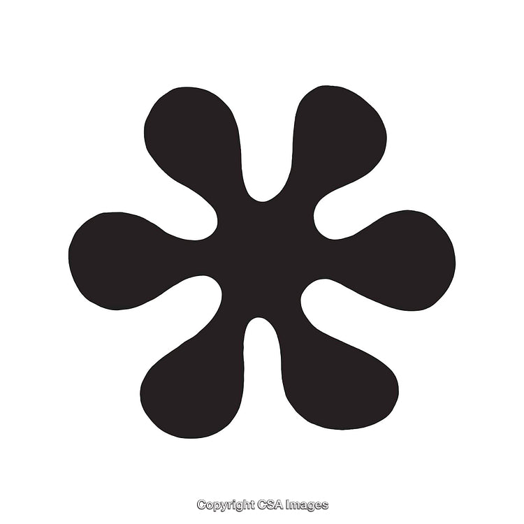 Abstract Black Dingbat Design With Decorative Splashes on White Background