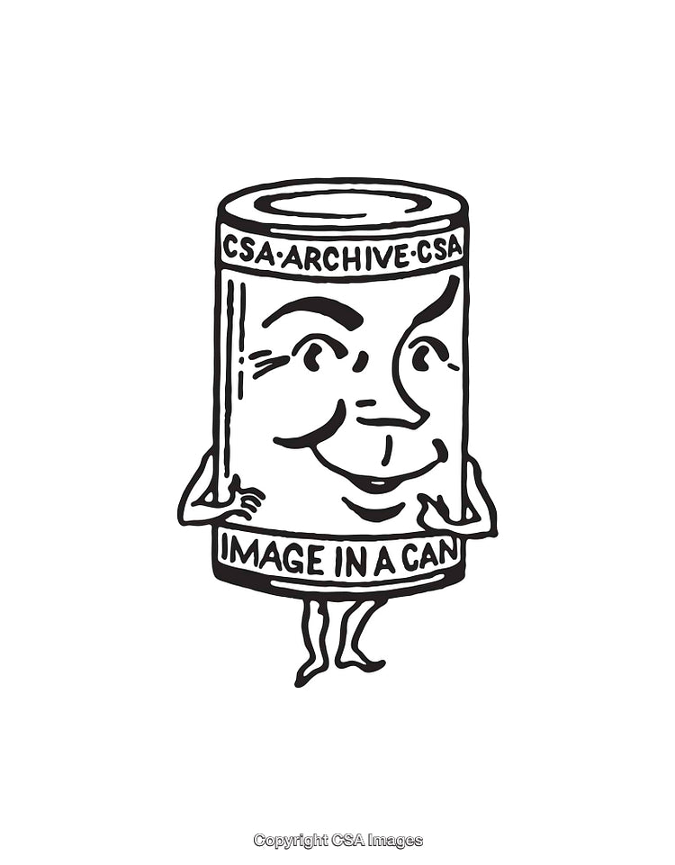 Playful Line Art of a Smiling Anthropomorphic Tin Can
