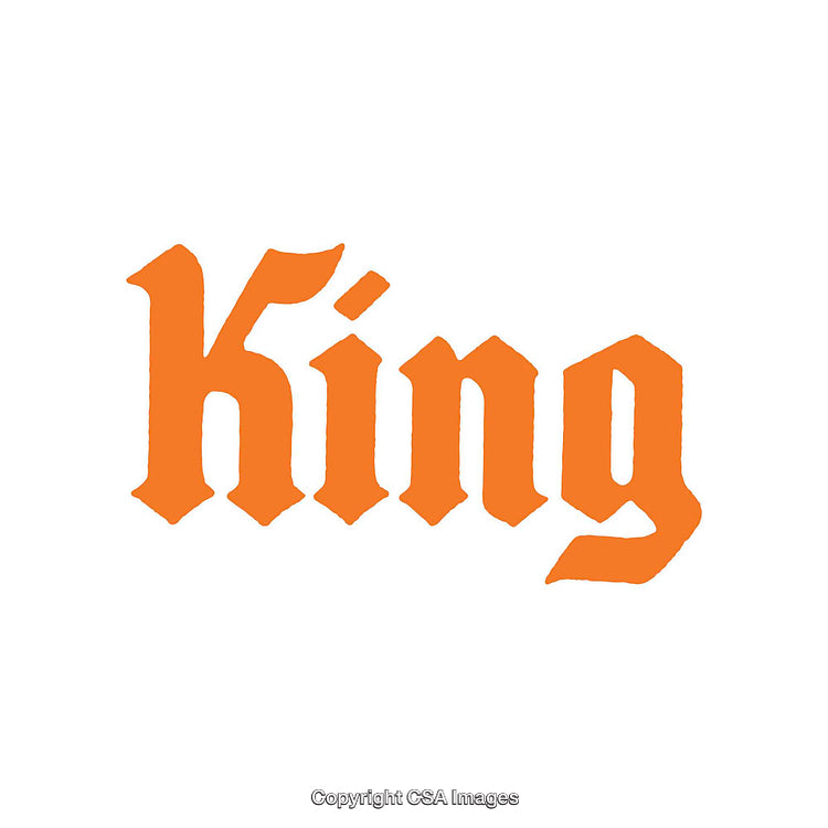 Bold Orange King Text on a Clean White Background