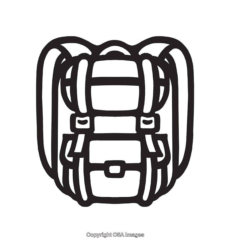 Black And White Line Art Of Backpack Illustration For Outdoor Usage