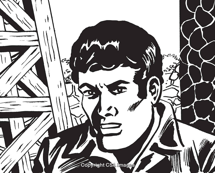 Monochrome Illustration of a Man With a Serious Expression