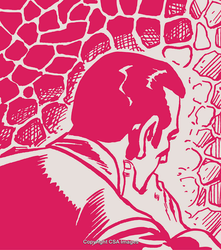 Abstract Illustration of a Man Thinking in a Stylized Artistic Manner
