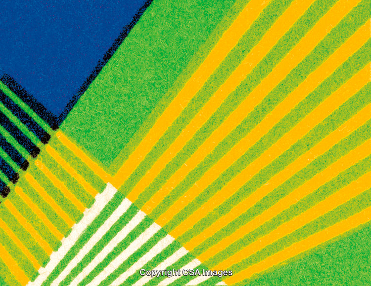 Abstract Geometric Art with Bright Yellow, Green, and Blue Patterns
