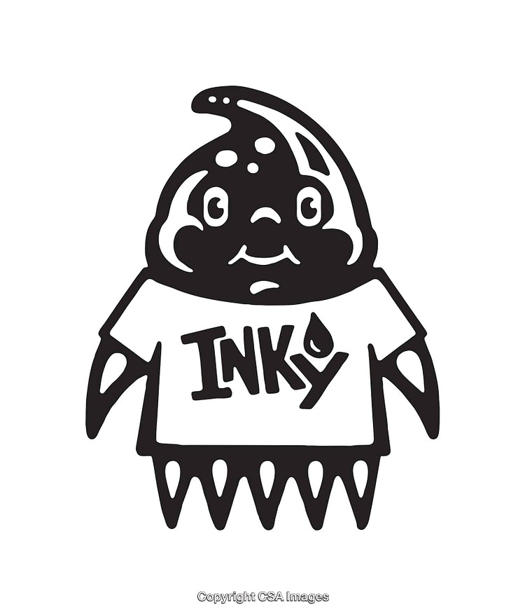 Black and White Line Art of a Cute Cartoon Character