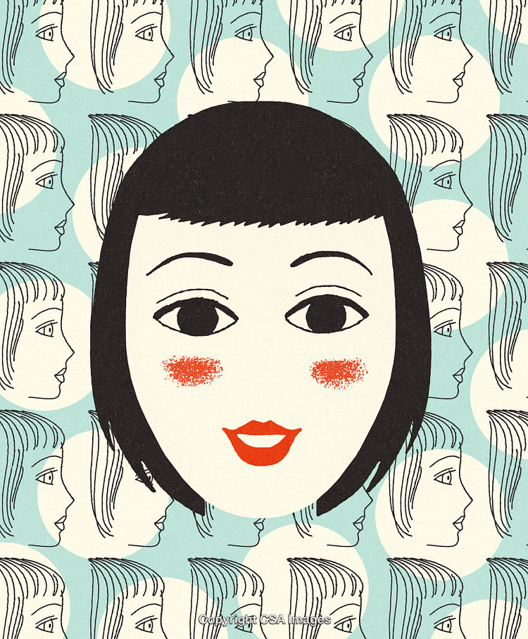 Artistic Illustration of a Woman's Face With Stylized Repetition