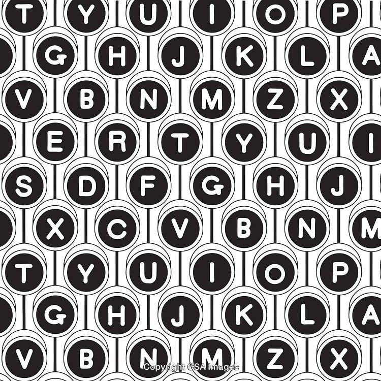 Seamless Black and White Alphabet Pattern With Bold Letter Circles
