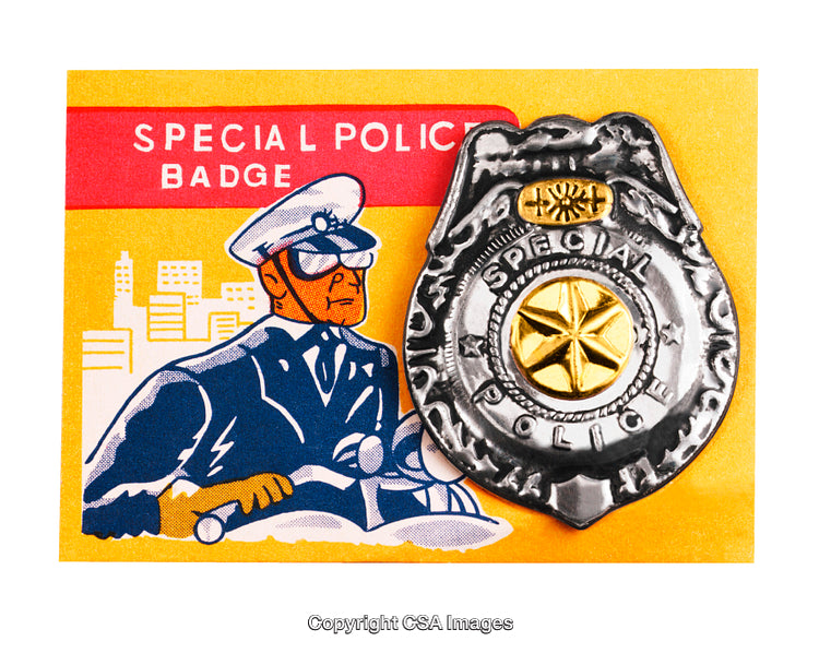 Vintage Style Special Police Badge with Cartoon Character Illustration