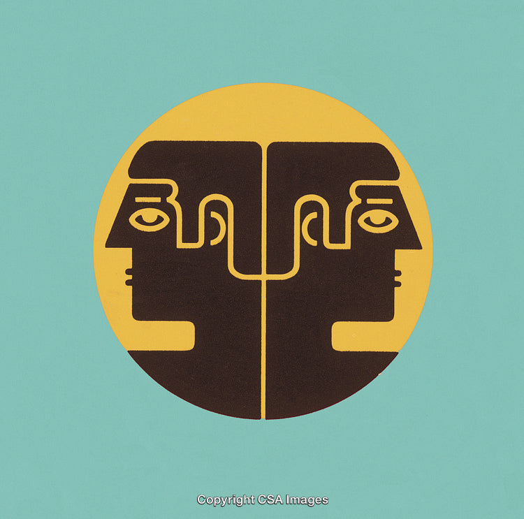 Abstract Illustration of Dual Faces in Vibrant Modern Style