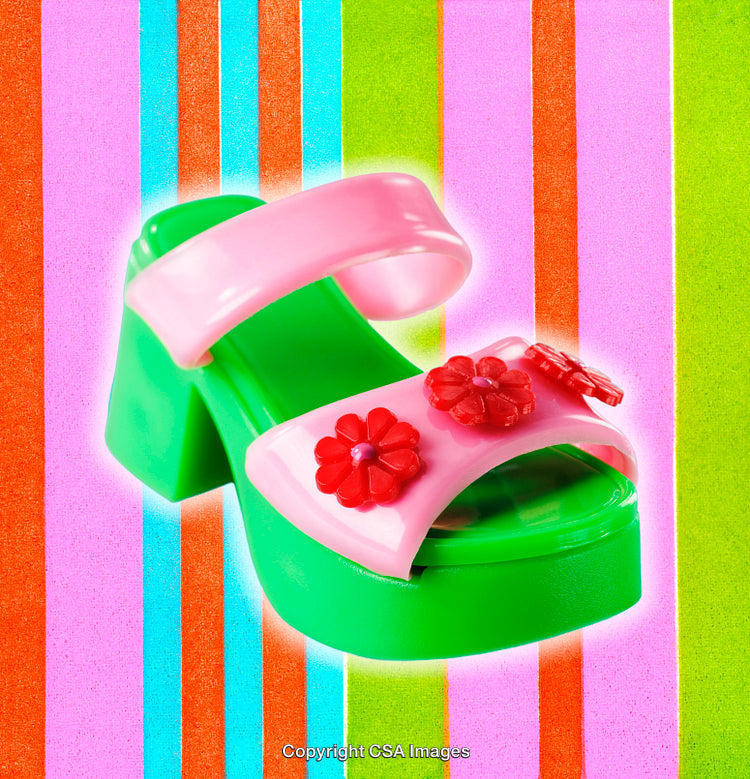 Vibrant Pink And Green Toy Sandal With Floral Details