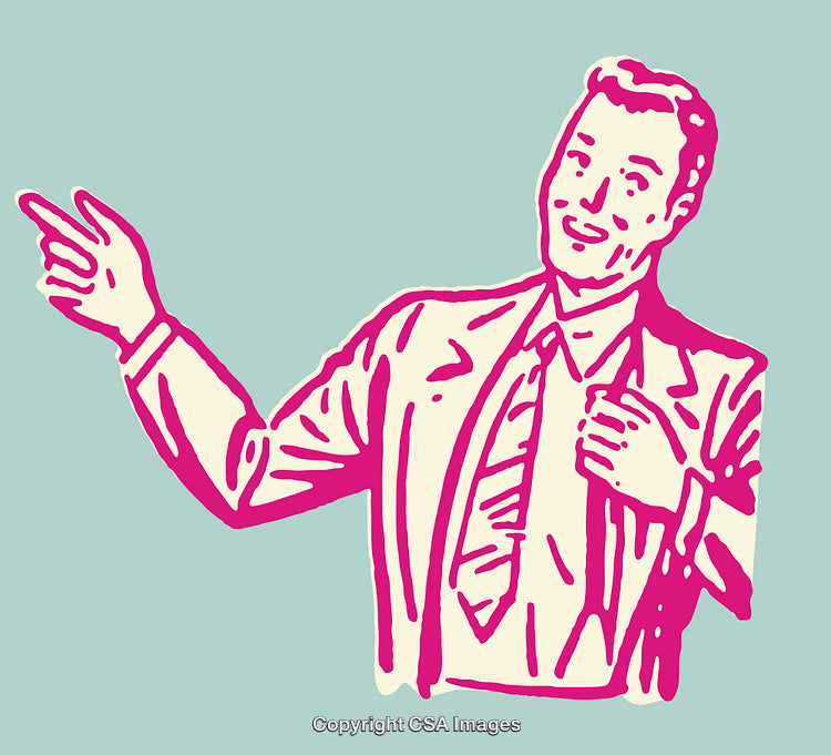 Retro Style Businessman in Colorful Line Art Illustration