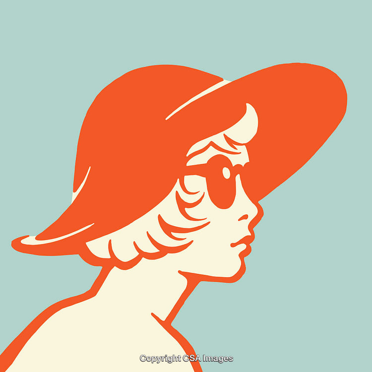 Stylized Profile of Woman in Hat with Retro Design Aesthetic