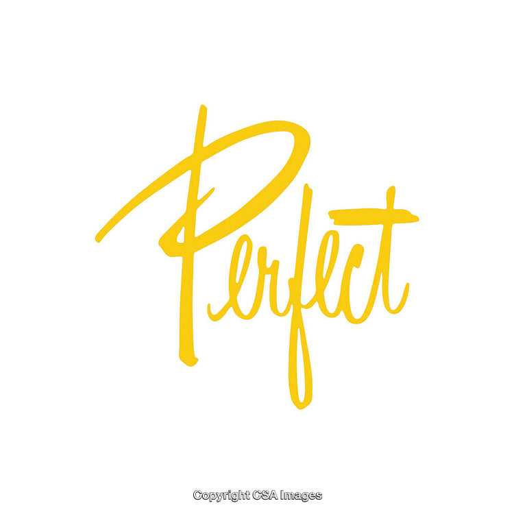 Yellow Perfect Text on White Background with Stylish Handwritten Font