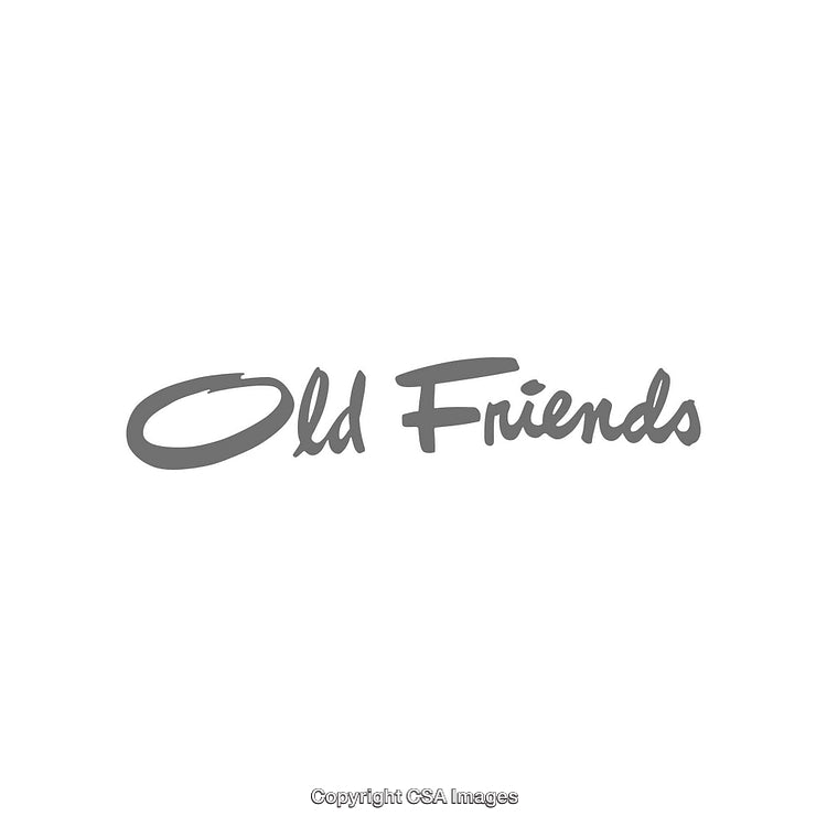 Elegant Monochrome Artwork Featuring the Phrase 'Old Friends' in Stylish Font