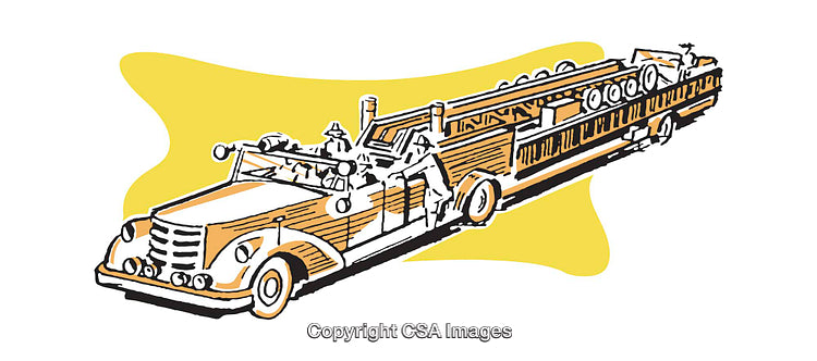 Vintage Fire Truck Illustrated in a Bold Graphic Art Style