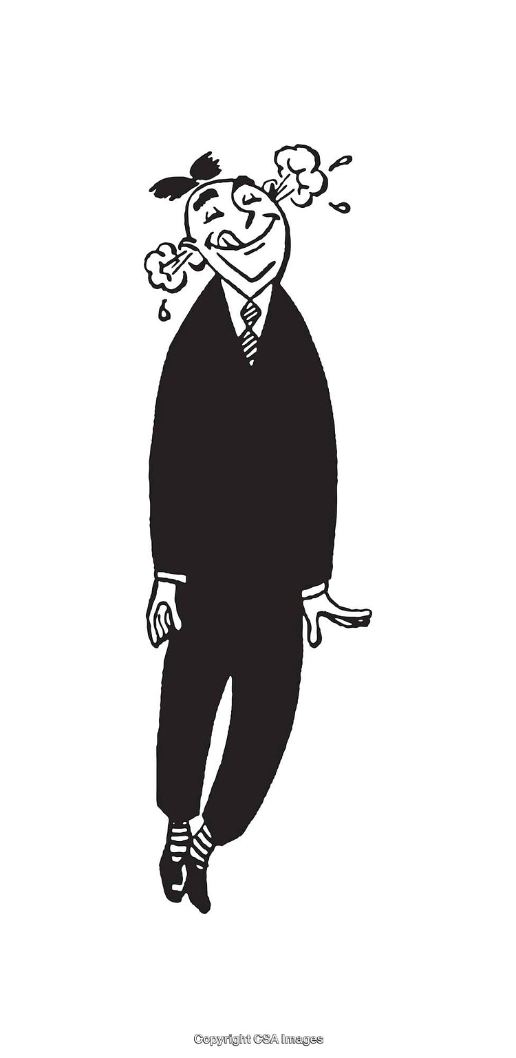 Black and White Line Art Illustration of a Whimsical Cartoon Character