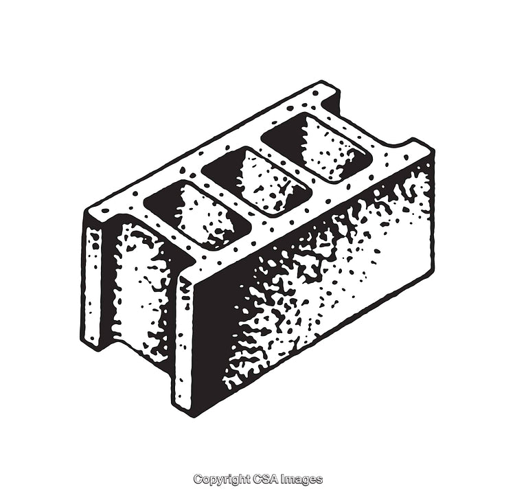 Black and White Line Art Illustration of a Cinder Block