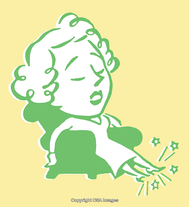Whimsical Line Art of Woman with Sparkling Magic Gesture in Soft Tones