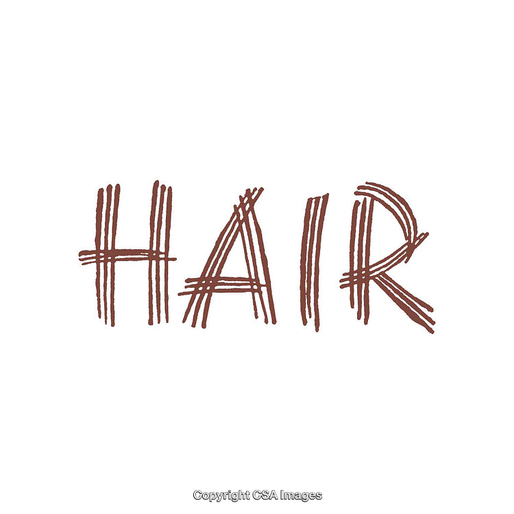 Creative Brown Outline Text Illustration With Hair Concept