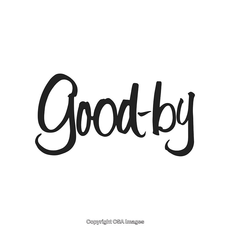 Handwritten Script of 'Good-Bye' in Bold Black on White Background