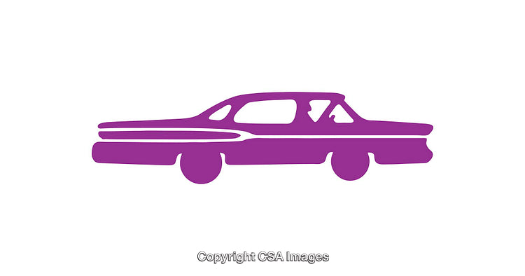 Purple Silhouette of a Classic Sedan Car Icon on White Background