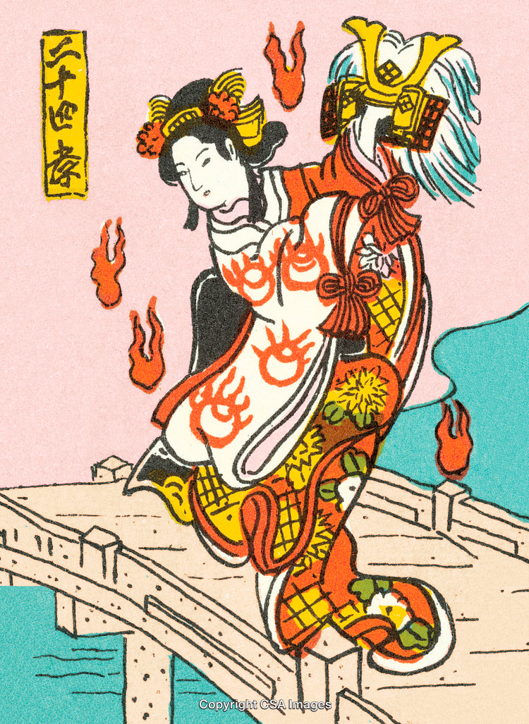 Illustration of a Traditional Japanese Ukiyo-e Inspired Scene