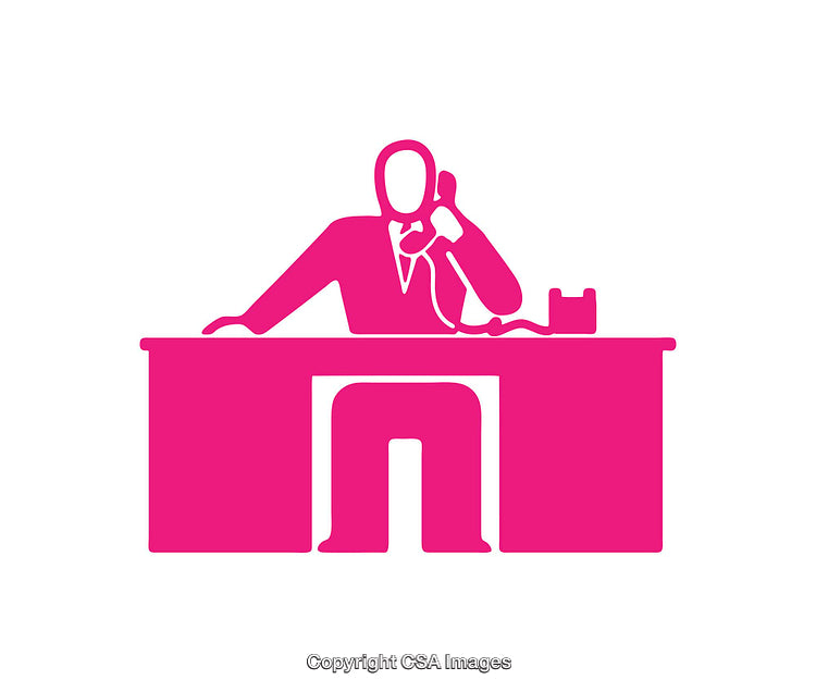 Business Icon Depicting Professional at Desk Using a Telephone