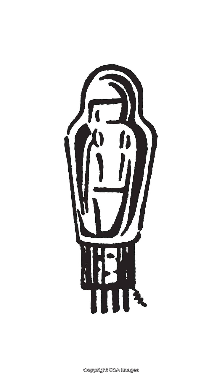 Black and White Line Art Illustration of a Vintage Electronic Component