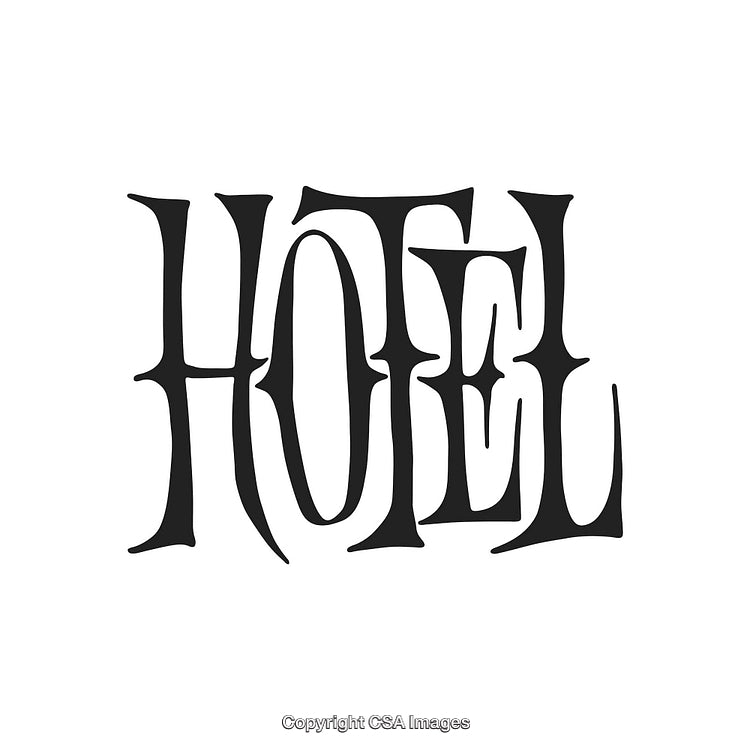 Elegant Retro Style Hotel Typography Design With Isolated White Background