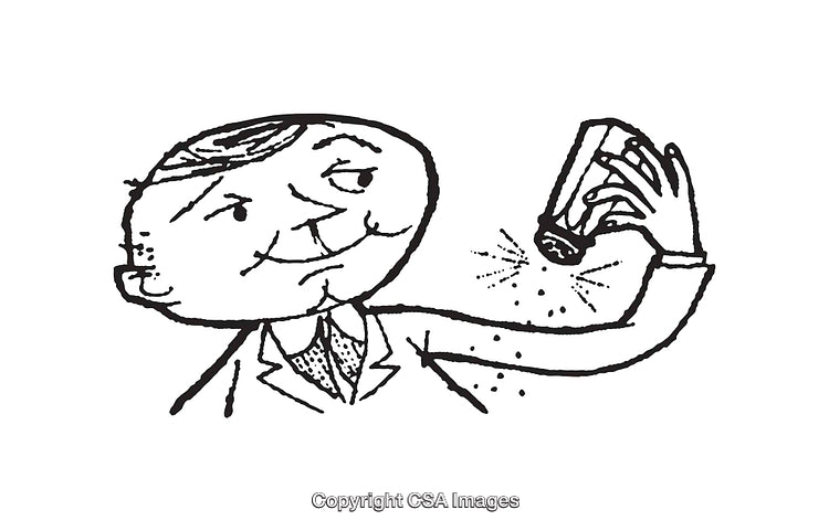Line Art Illustration of a Person Sprinkling Salt, Symbolizing Cooking or Flavor