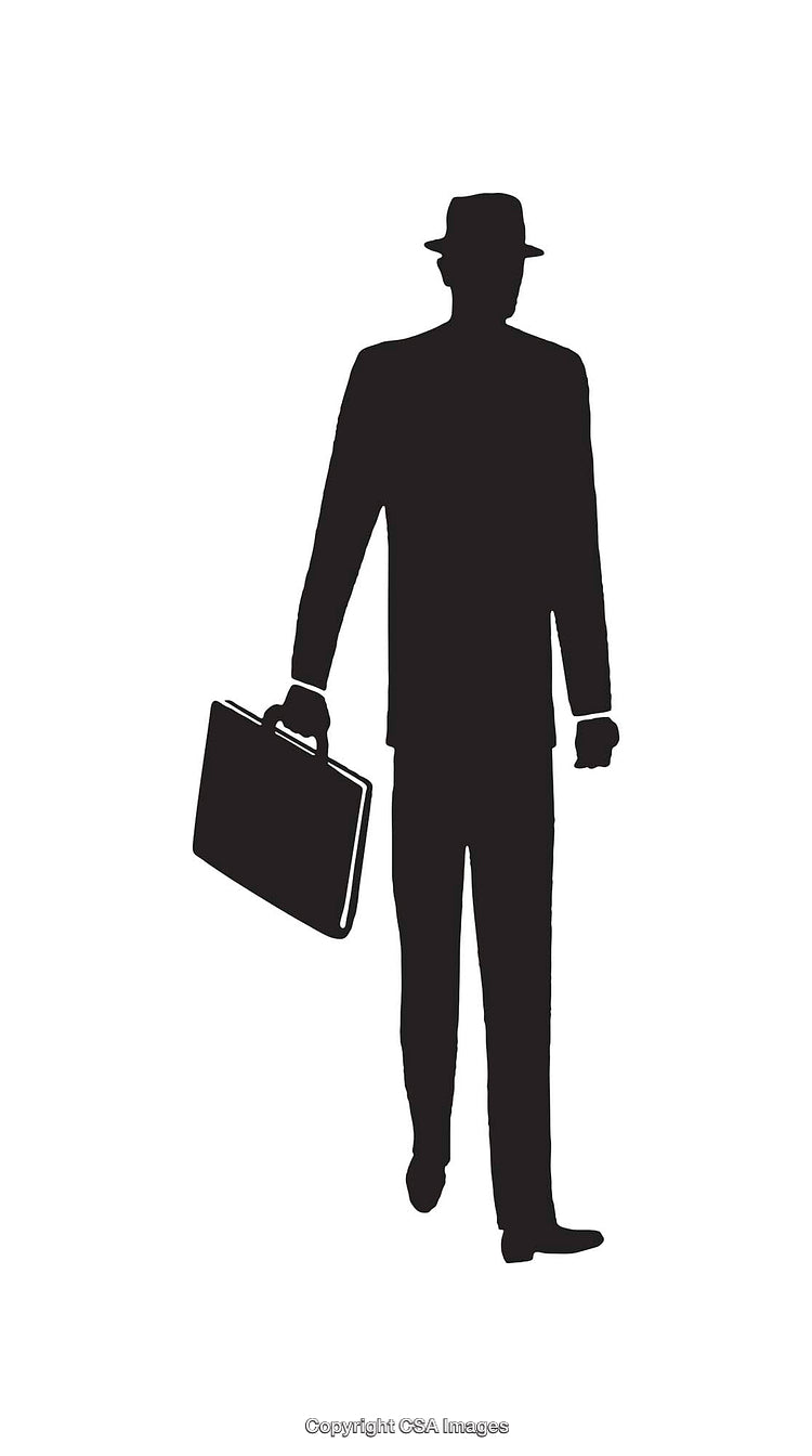 Silhouette of a Professional Holding a Briefcase in Black and White
