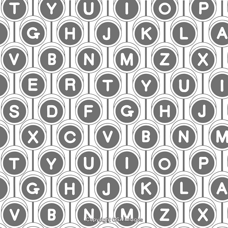 Retro Typewriter Key Arrangement in Monochrome Pattern Design