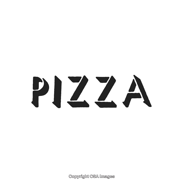 Monochrome Minimalist Typography Representing the Word Pizza in Stylized Font
