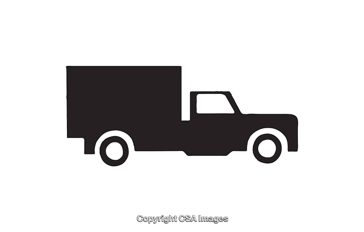 Black and White Icon of Delivery Truck with Minimalist Style
