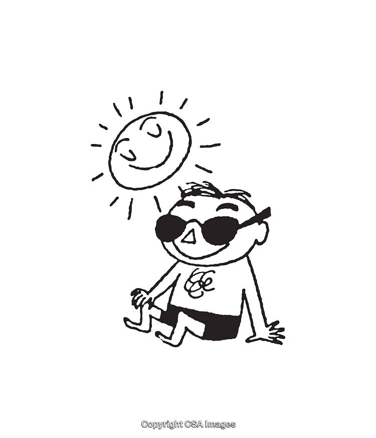 Cheerful Cartoon Character with Sunglasses Enjoying Under the Smiling Sun