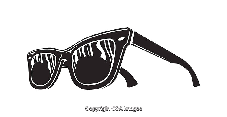 Stylized Black and White Illustration of Sunglasses in Profile View