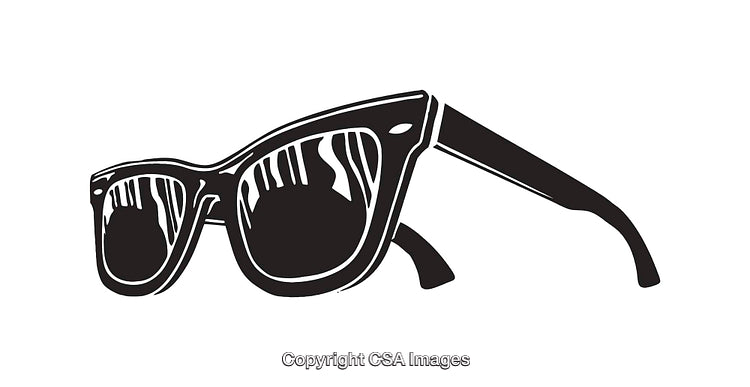 Stylized Black and White Illustration of Sunglasses in Profile View