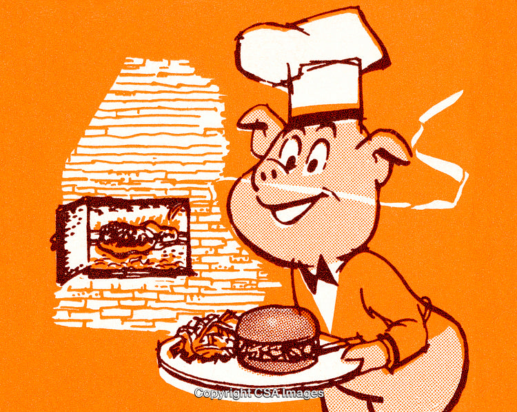 Illustration of a Cheerful Chef Pig Serving Delicious Barbecue Dishes