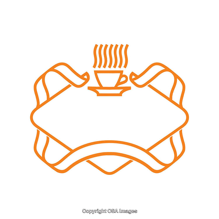 Minimalist Coffee Cup Logo Design with Decorative Orange Frame