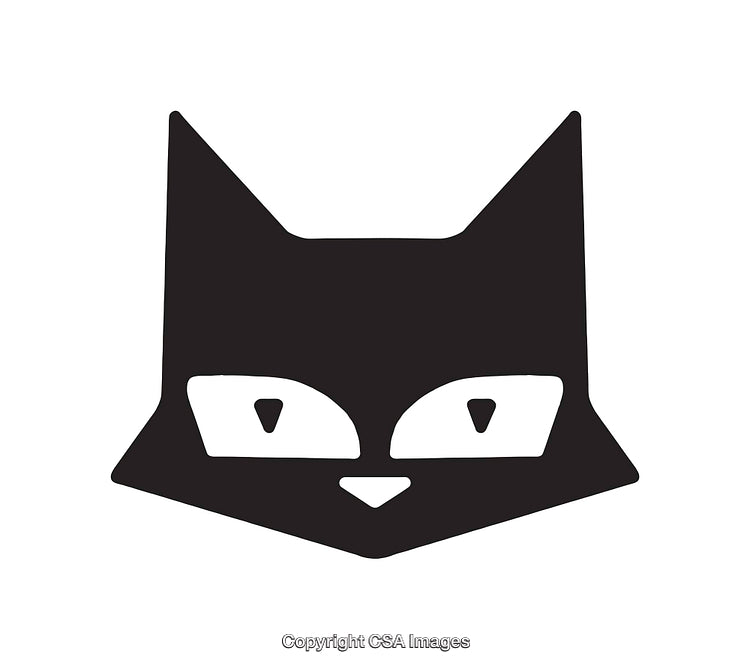 Minimalist Black and White Cat Face Icon Design Illustration