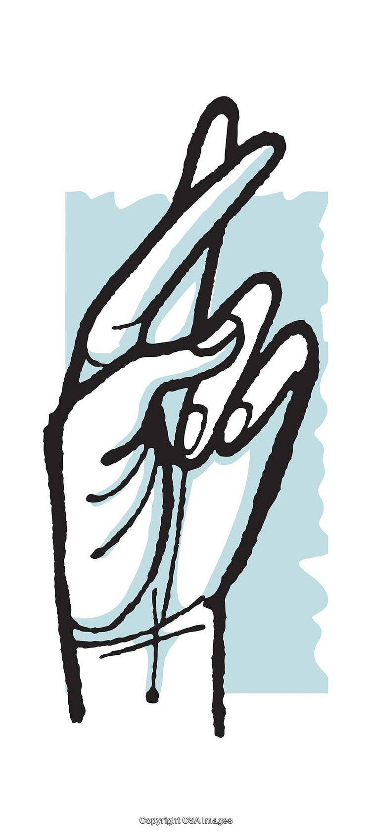 Illustrated Hand Gesture with Fingers Crossed in Artistic Style