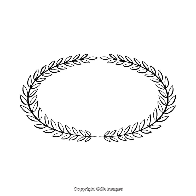 Black and White Laurel Wreath Border Illustration in Minimalist Design