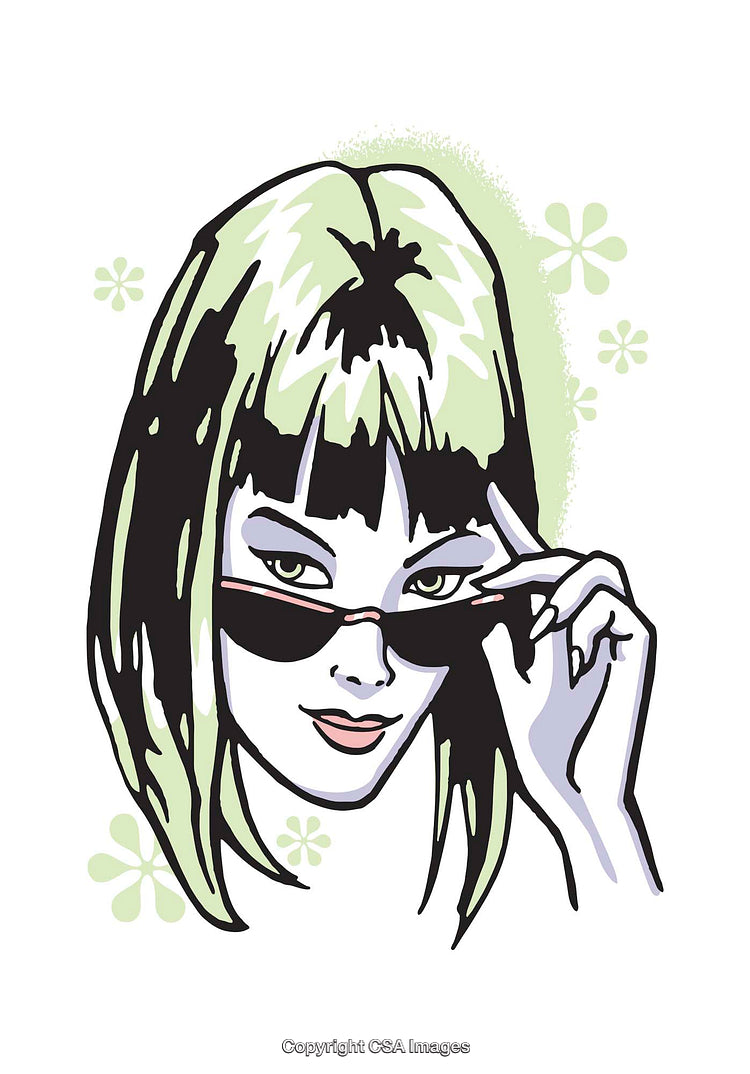Retro Illustration of a Stylish Woman Wearing Sunglasses and Smiling