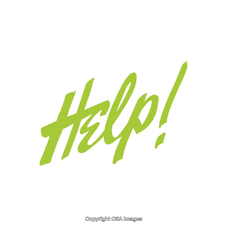 Bright Green Help Text on White Background Displaying Assistance Concept