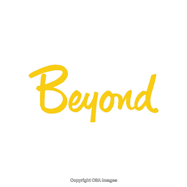 Yellow Script Text 'Beyond' On White Background Symbolizing Growth and Inspiration